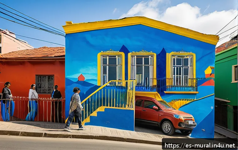 벽화여행과 테마여행 - A vibrant mural scene in Valpara&iacute;so, Chile, featuring colorful, large-scale street art on the facade...